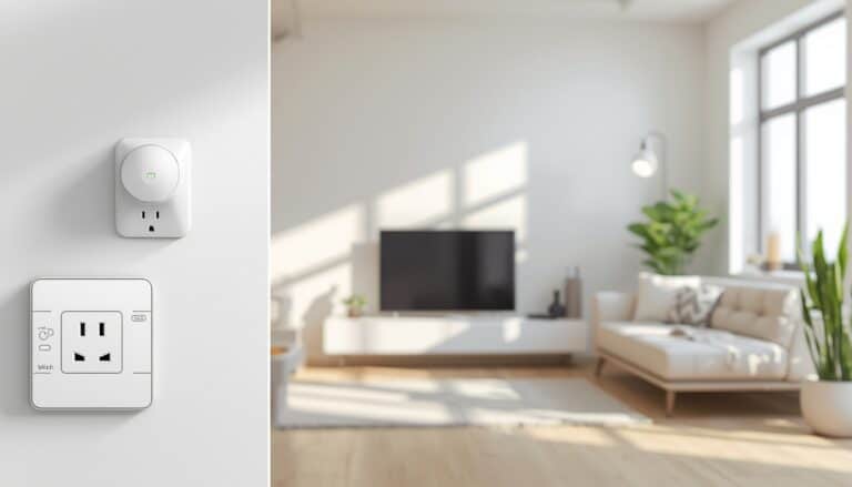 Smart home devices that save energy in 2026 including smart plugs, thermostats, LED lights, and motion sensors in a modern living room