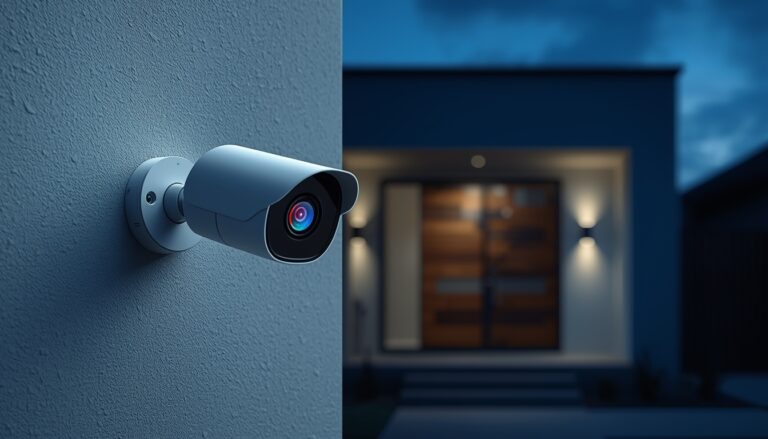 Smart security camera system with night vision and two-way audio 2026 mounted on wall protecting home entrance