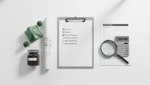 Tools and calculator showing the average phase 1 environmental site assessment cost on a white background